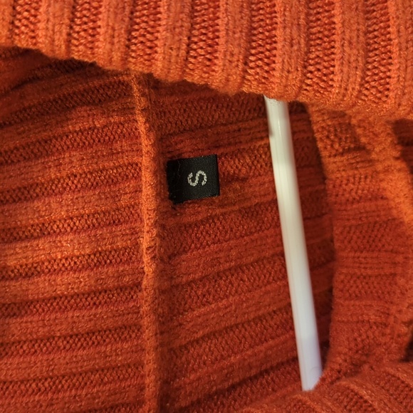 Burnt Orange Rust Long Sleeve Turtle Neck Sweater Dress Fall Autumn Thanksgiving - Picture 3 of 4